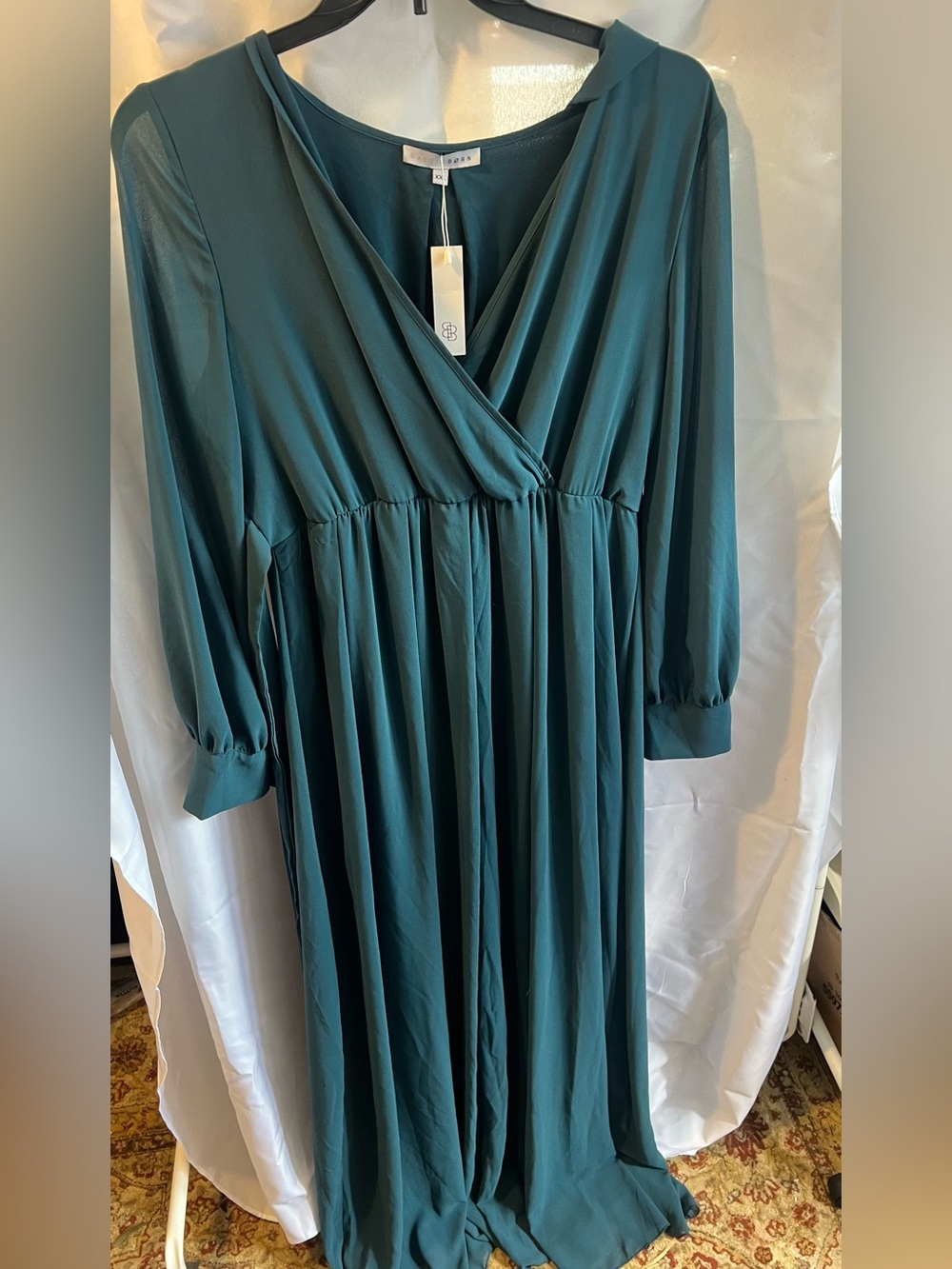 Baltic Born Deep Teal V-Neck Long Sleeve Maxi Dress